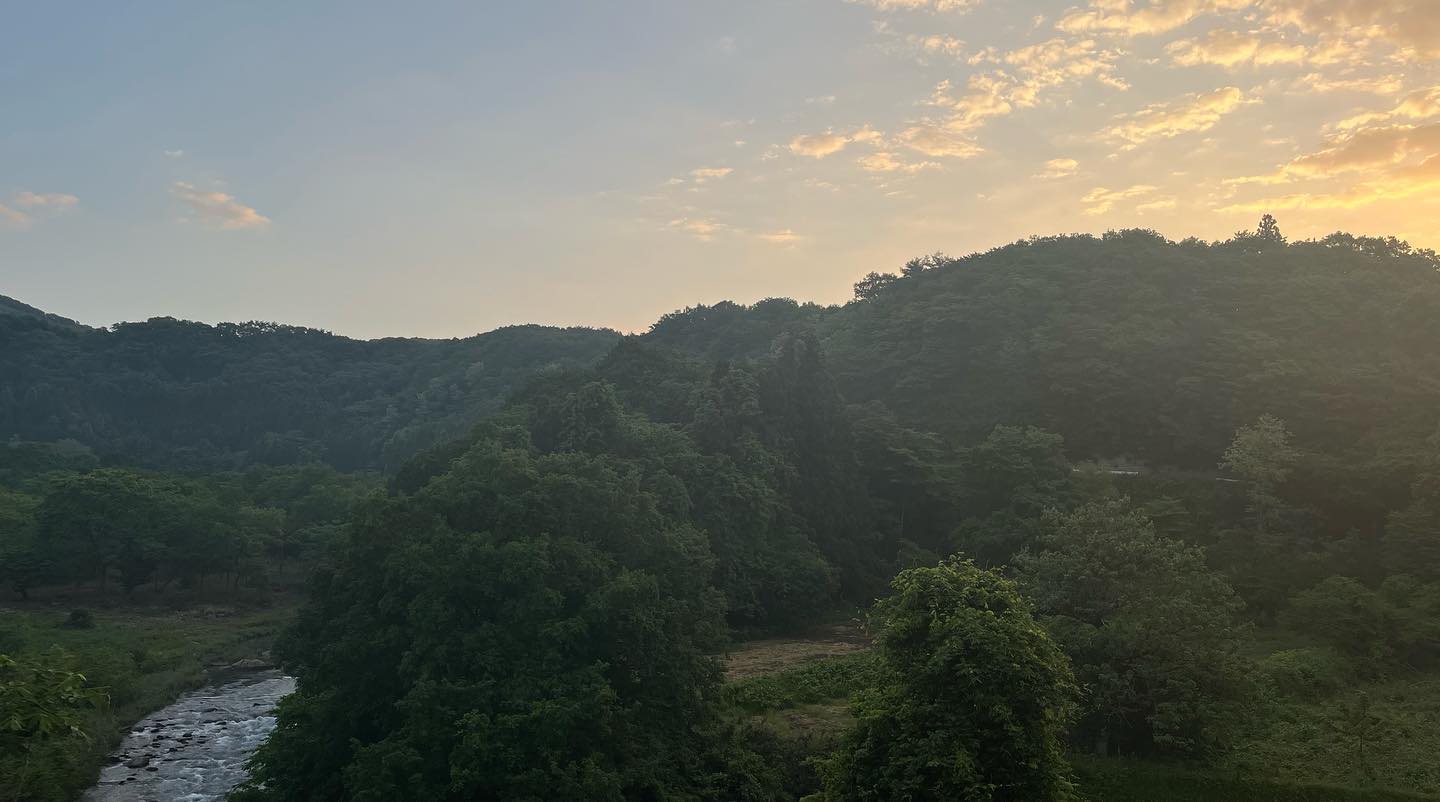 朝焼けの露天風呂♪